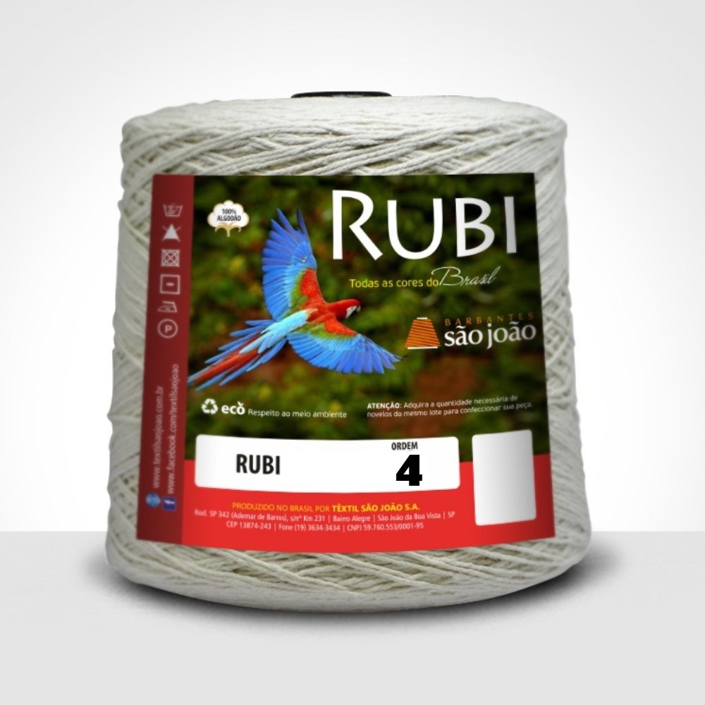 Barbante Rubi Cru São João N°04 Tex 590,6 100% Algodão
