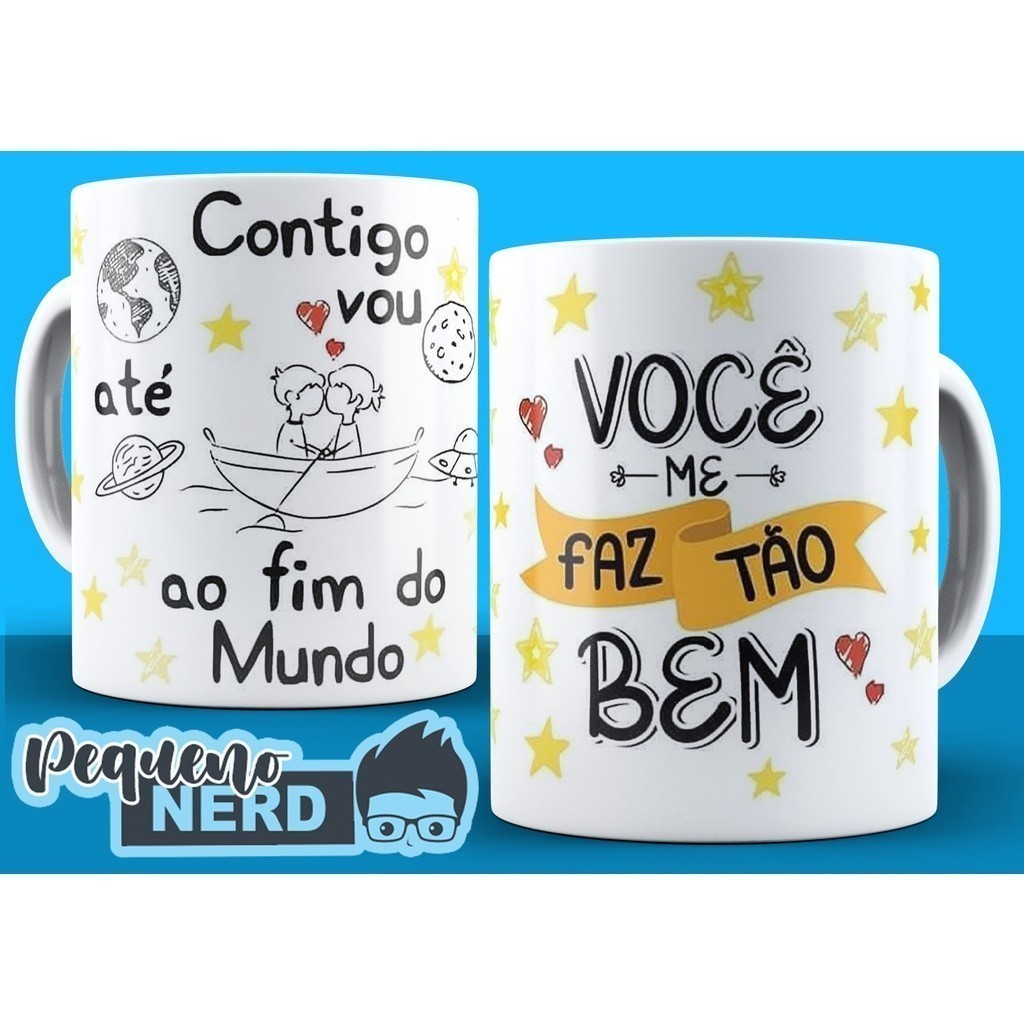 Caneca Personalizada Namorados - Contigo Vou Até O Fim Do Mundo