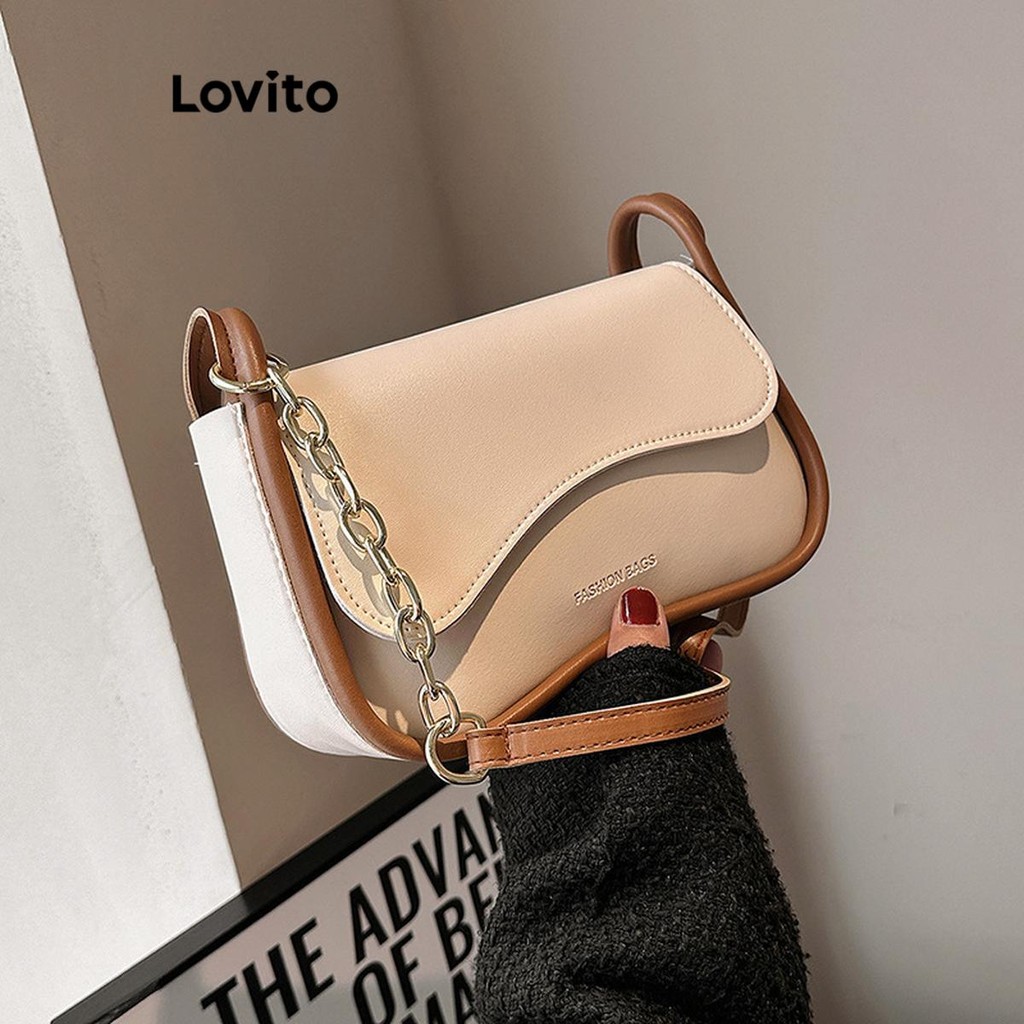 Lovito Bolsa de cores de contraste de arte e literatura fresca simples e fofa para mulheres LFA73057 - Women Bags