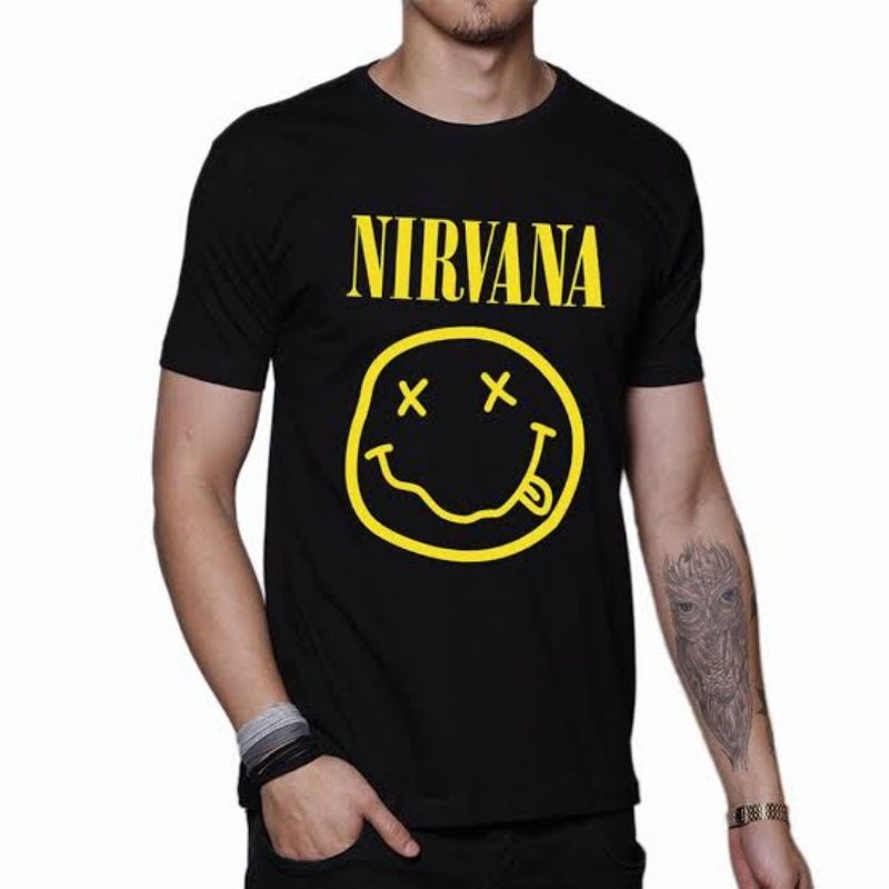 Camiseta Oversized Masculina Feminina T-shirt CAMISETA NIRVANA ROCK CLASSICA PRETA + CHAVEIRO NIRVANA MALHA ANTI PILLING