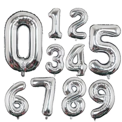 Kit 2 - Balão de Hélio Metalizado Decorativo Números de 0-9 Tamanho 18 Pol 40CM Prata