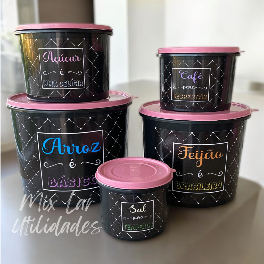 Kit de potes para mantimentos de cozinha com 5 peças porta condimentos