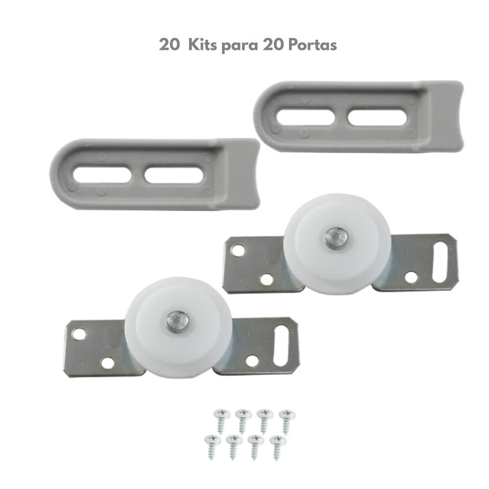 SISTEMA RODA PORTA CORRER CHAPA RETA METAL KIT P/ 20 PORTAS