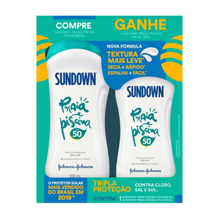 Kit Protetor Solar Sundown FPS50 200ml + FPS50 120ml em Oferta na Shopee