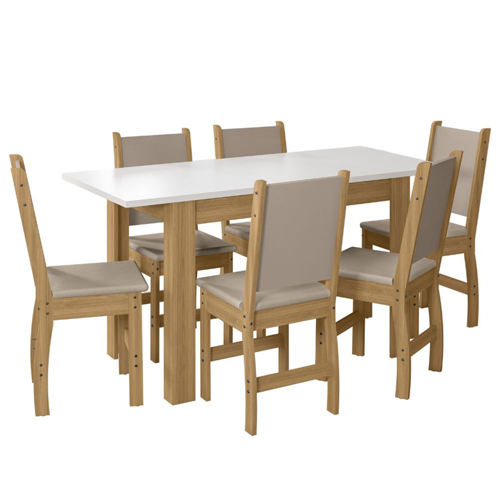 Mesa de Jantar Bellagio 6 Lugares com Cadeira Clara Poliman Móveis