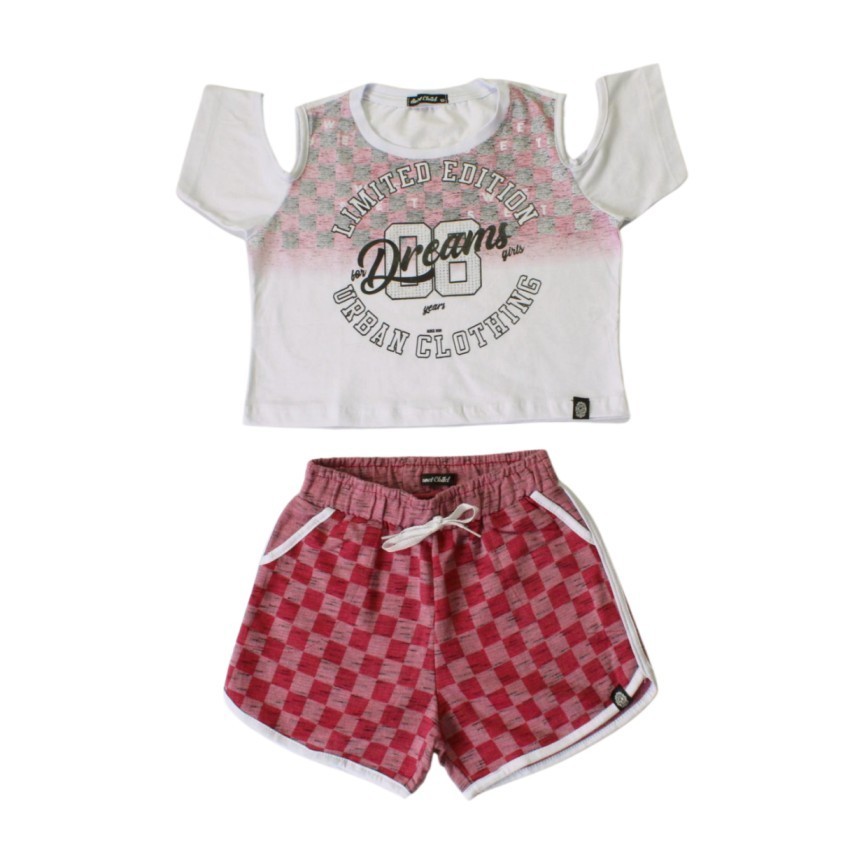 Conjunto Feminino Blusa e Shorts Moletinho Rajado 23557 - Marô
