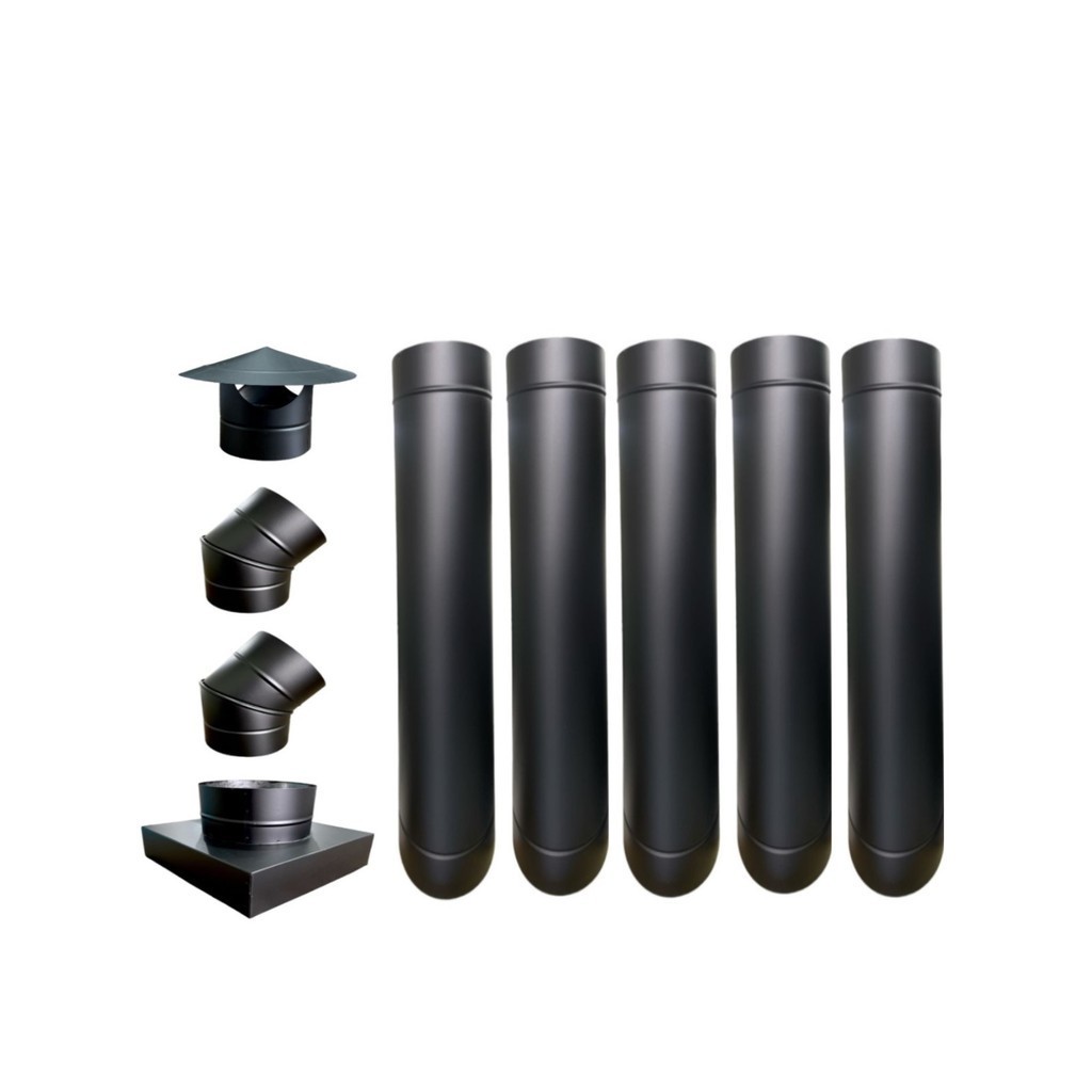 Kit Chaminé Pré Moldada 30x30/ 200mm Preto (9 Peças)