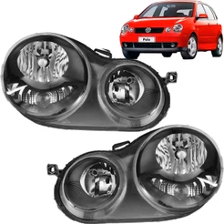 Farol Polo Hatch e Sedan 2003 2004 2005 2006 Máscara Negra