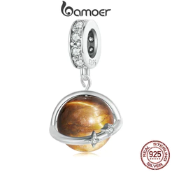Bamoer 925 Sterling Sliver Charme De Fita Natural Tigerite Design Pingente Acessórios Para Pulseiras Presentes Meninas Femininas