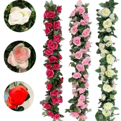 Corrente de Rosa Flor Artificial 2M P/ Decoração Casamento, Arranjos, Decorar Festas e casa