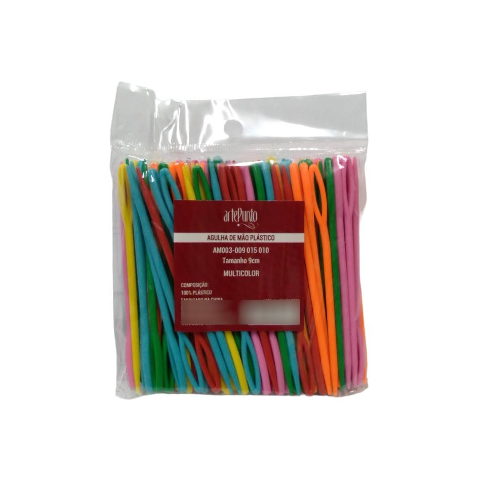 Agulha de mão Plástica 9cm coloridas - Pacote 100 unidades - Artepunto em Oferta na Shopee