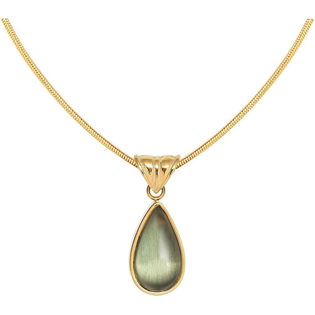 Colar Feminino Dourado/Prateado, Colar Banhado a Ouro 18K em Aço Titânio com Design em Forma de Gota, Colar Elegante par