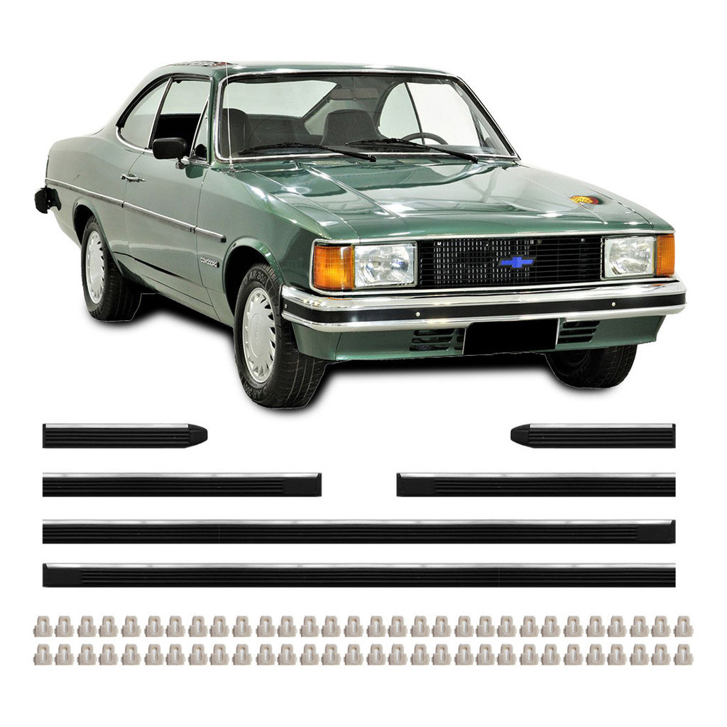 Jogo Friso Lateral + Grampos Opala Comodoro 82 A 84 2 Portas