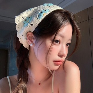 Lenço De Malha Francesa Triângulo Oco De Crochê Turban Cabeça De Algodão Cabelo Bandana Headwear Hairbands em Oferta na Shopee