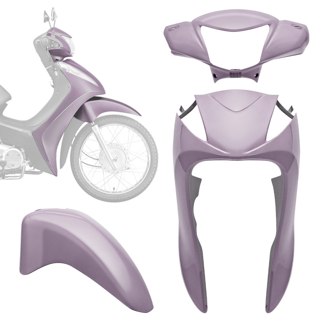 Kit Carenagem 3 Peças Pro Tork Biz 125 2011/13 Frontal+Carenanagem do Farol+Para Lama Dianteiro