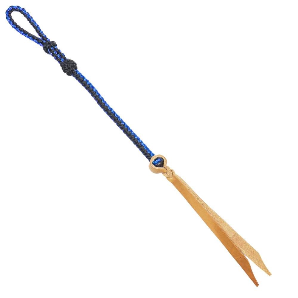 Chicote para Cavalo de Corda Trançada Azul e Couro Bronc-Steel 32631