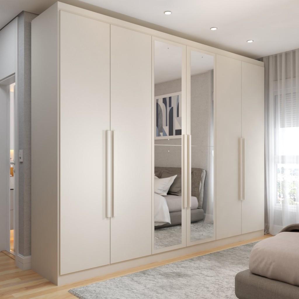 Guarda-Roupa Casal Madalena 6 Portas 6 Gavetas 100% Mdf com Espelho em Oferta na Shopee