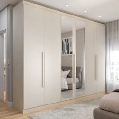 Guarda-Roupa Casal Madalena 6 Portas 6 Gavetas 100% Mdf com Espelho