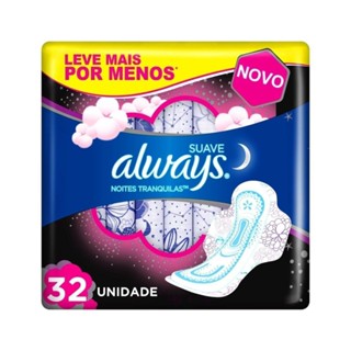 Absorvente Always Noites Tranquilas Suave com Abas 32 Unidades Leve mais Por menos em Oferta na Shopee