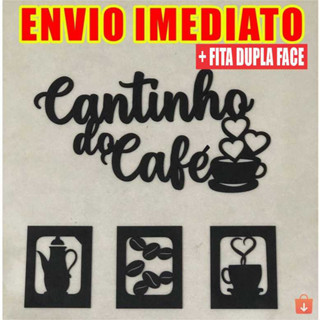 Cantinho Do Café KIT Mdf Preto 30x30cm em Oferta na Shopee