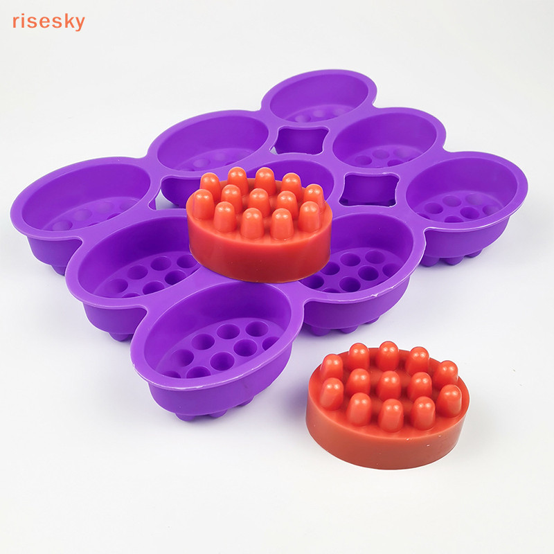 [risesky] 3d Silicone Sabão Molde Massagem Forma Para Fazendo Ferramenta Oval Spa Artesanato Acessórios