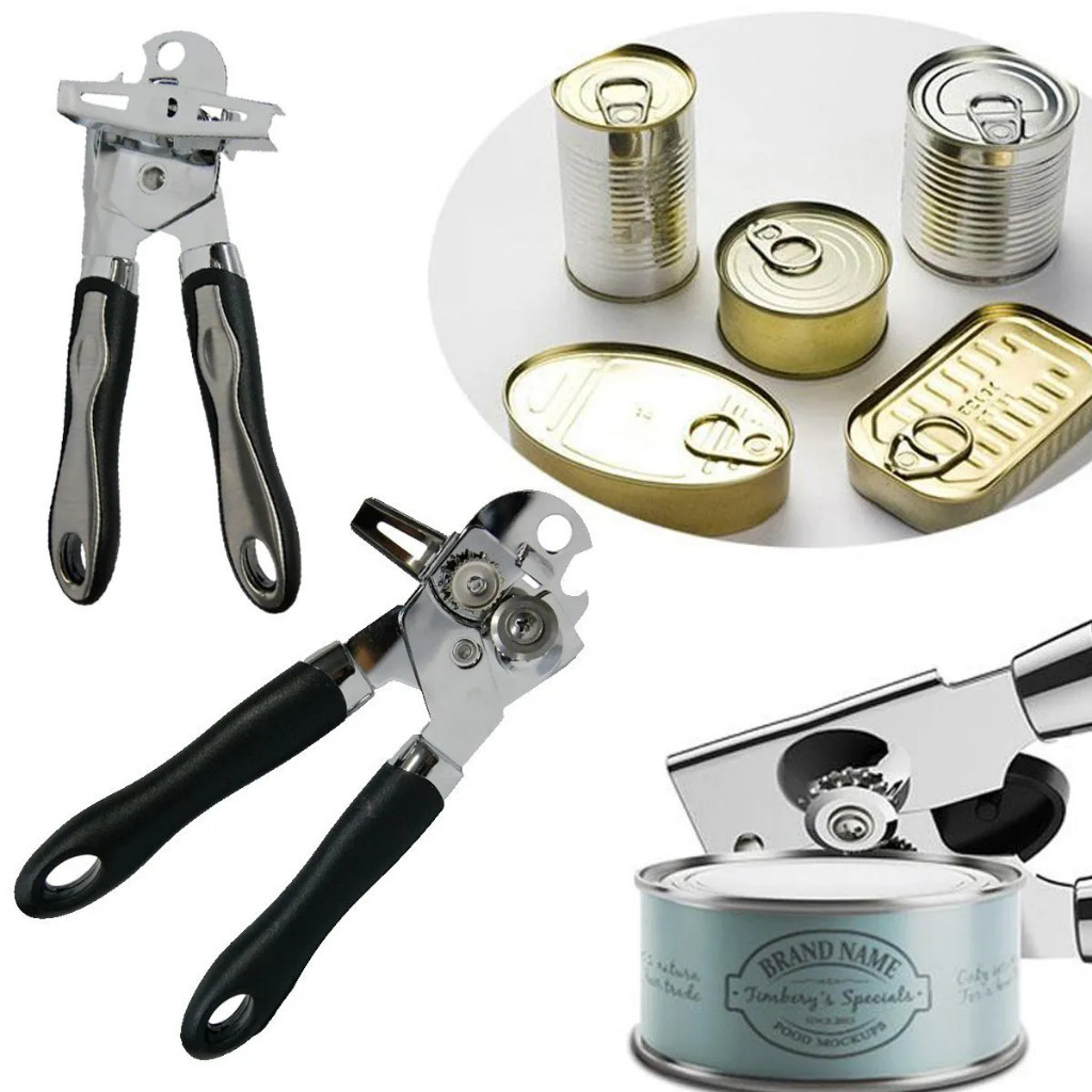 Abridor Lata Garrafa Manivela Profissional Inox Sem Rebarba Tipo Modelo Americano Aço Inoxidável em Oferta na Shopee