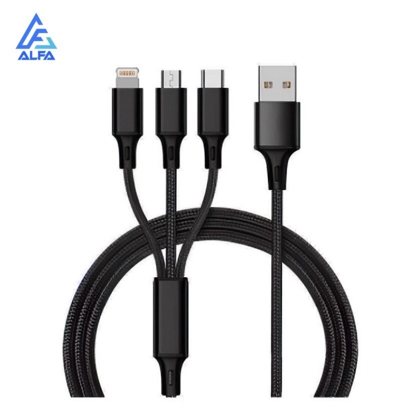 Cabo de Dados 3 em 1 Micro Usb V8/Tipo C/iPhone Carregador Original
