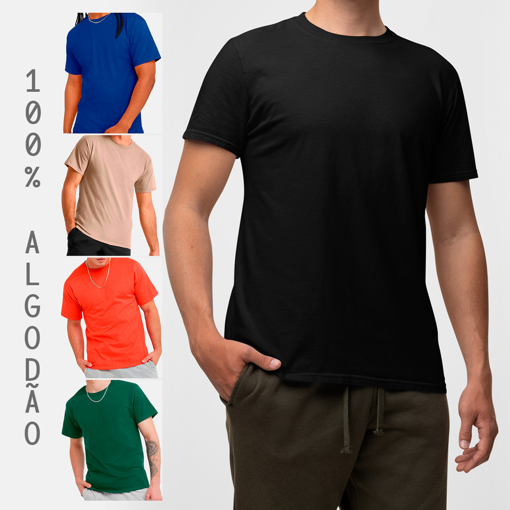Camiseta Masculina/Feminina Lisa Básica 100% Algodão Tecido Premium Fio 30.1 Slim Caimento Perfeito Diversas Cores