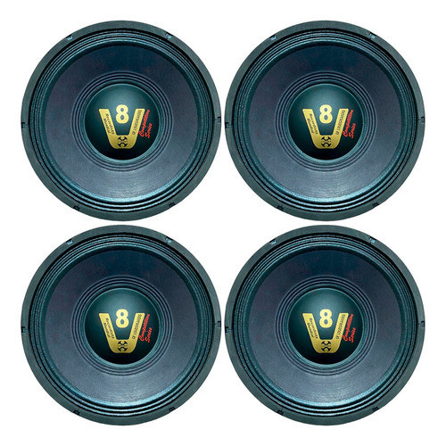 KIT 4 ALTO FALANTES COMPET WOOFER 12 POL 200W 4 OHMS PRETO PP