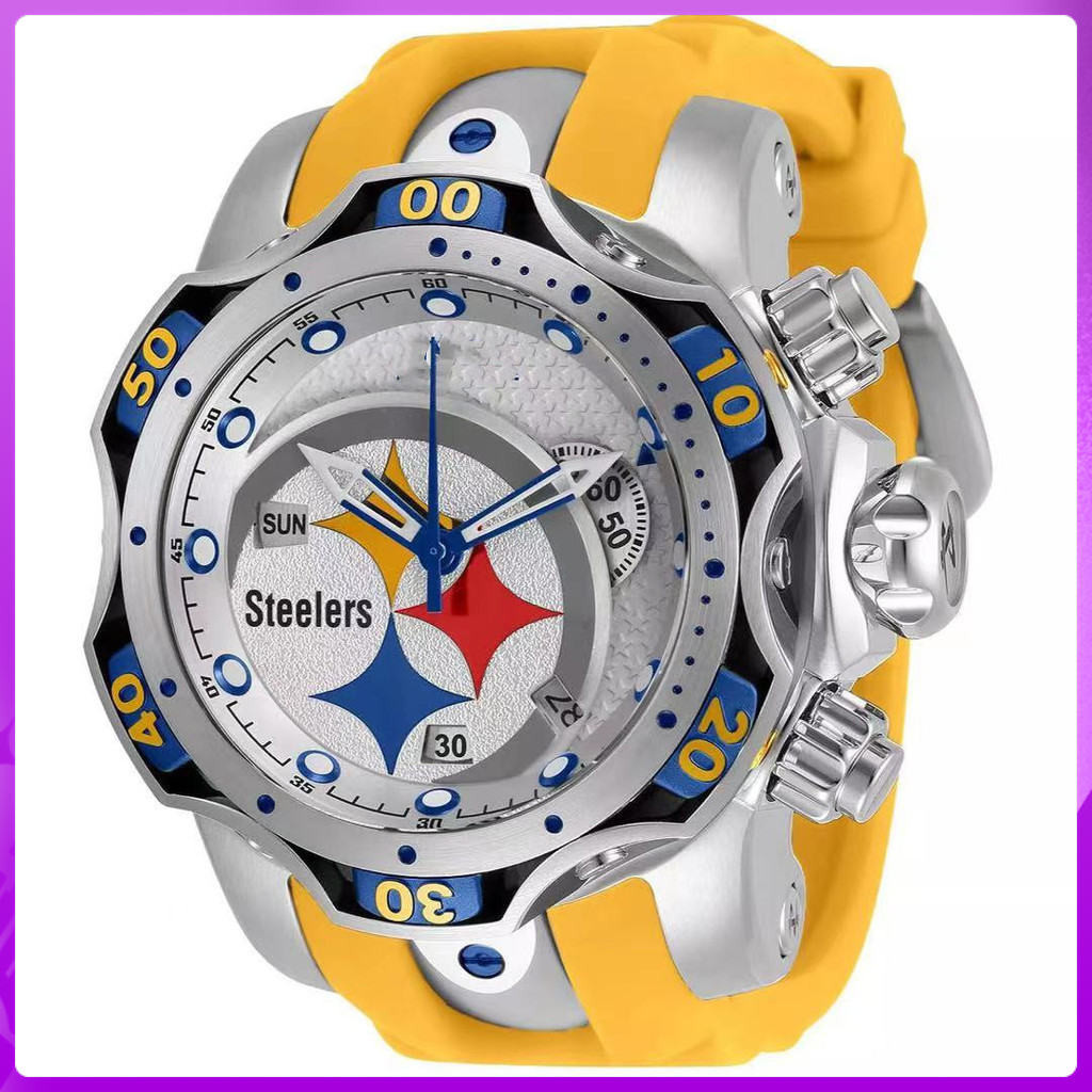 Invicta  Inventário   Relógios Cross-Border Hot Sale N.F.L.   Relógio esportivo de equipe com fita adesiva de grande dial masculino