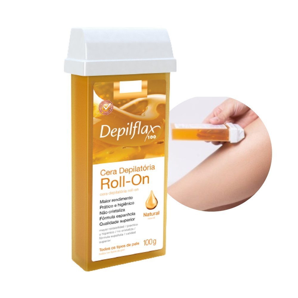 Refil Cera para Depilação Roll On Quente Natural Mel Depilatória 100g Depilflax