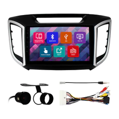 Kit Multimídia 9 Pol Creta 2017 2018 2019 2020 Espelhamento Android Ios 2 Din Preto Camera Ré