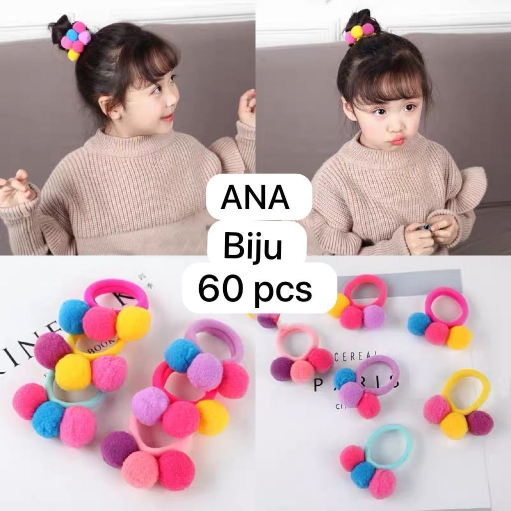 Elástico pom pom,xuxinha, rabicó, para cabelo Com Enfeite 48 Peças · foto 2