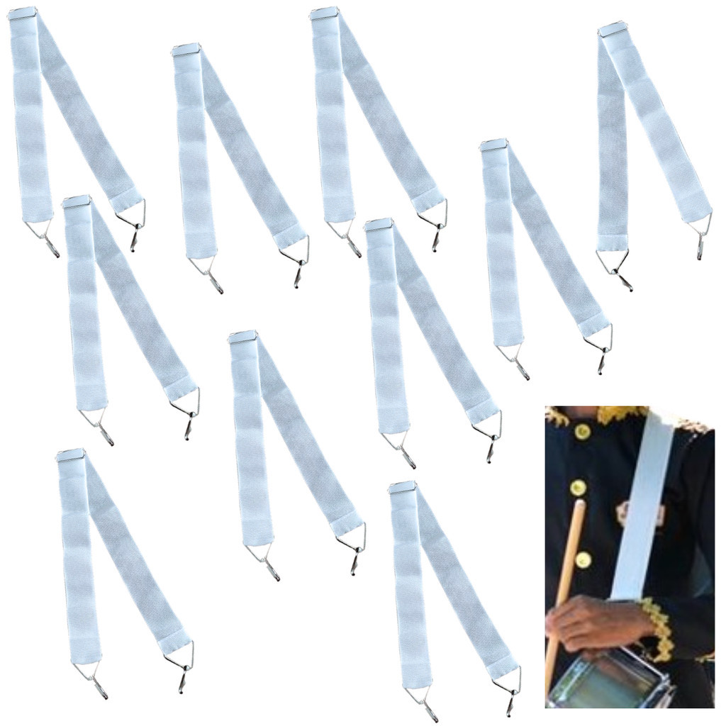 Kit 20 Talabartes Correia Branco para Percussão Fanfarra Banda Marcial Tarol Bumbo Surdo Repique