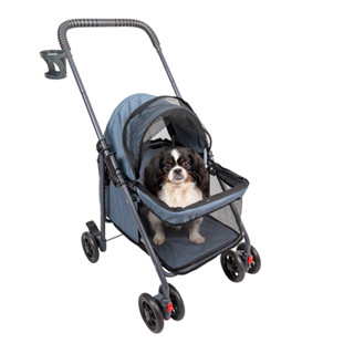 Carrinho de passeio pet para cães e gatos até 15kg com porta copo, 2 guias para pet de pequeno porte em Oferta na Shopee