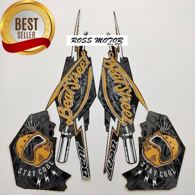 Striping Adesivo Polet Lista Moto Honda Beat Street Preto de Adesivos Corpo Padrão Melhor Qualidade - Miniatura 3