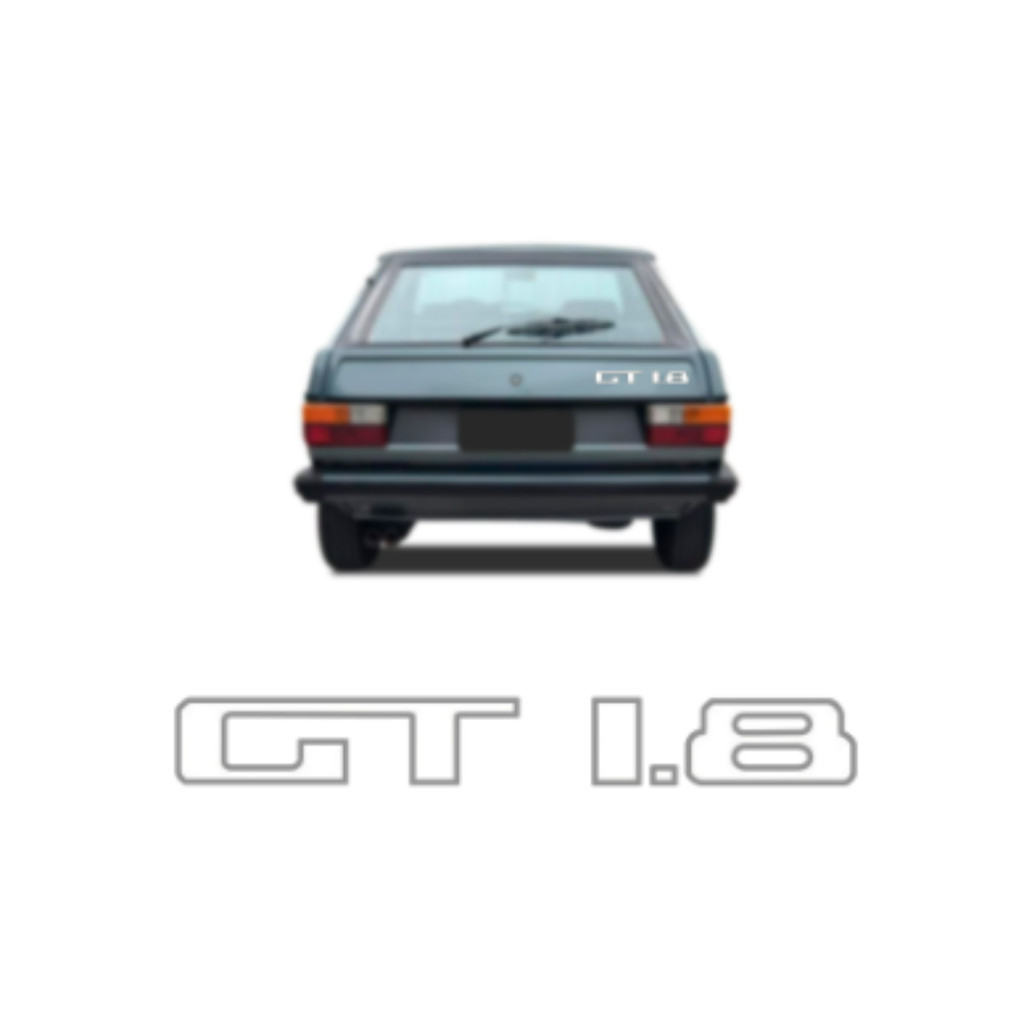 Emblema Letreiro GT 1.8 Adesivo Branco Contorno Preto Vazado Gol GT 1983 a 1986