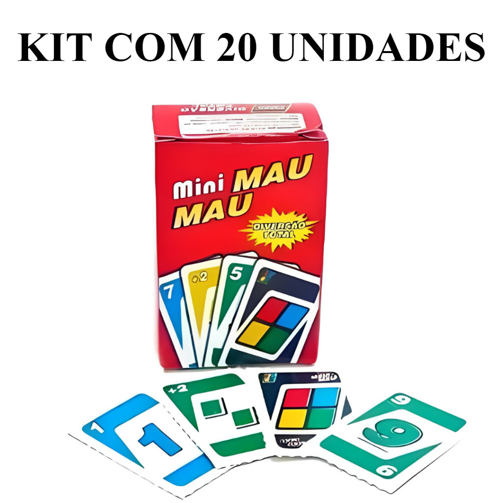 Kit Lembrancinha Aniversario Festa Infantil 20 Mini Jogo de cartas UNO Diversão total! Mau mau! Para revender, doar , Presentear