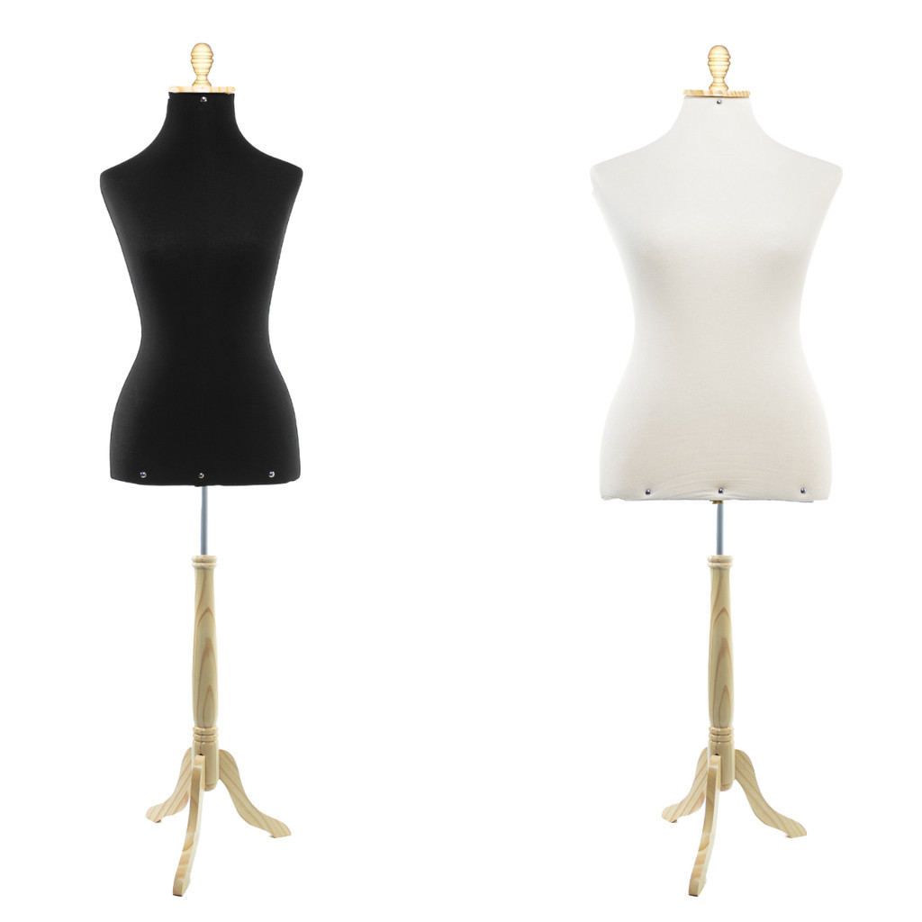 1 Manequim Busto Feminino Forrado Vitrine Loja Confecção Com Pedestal Madeira C/ pino
