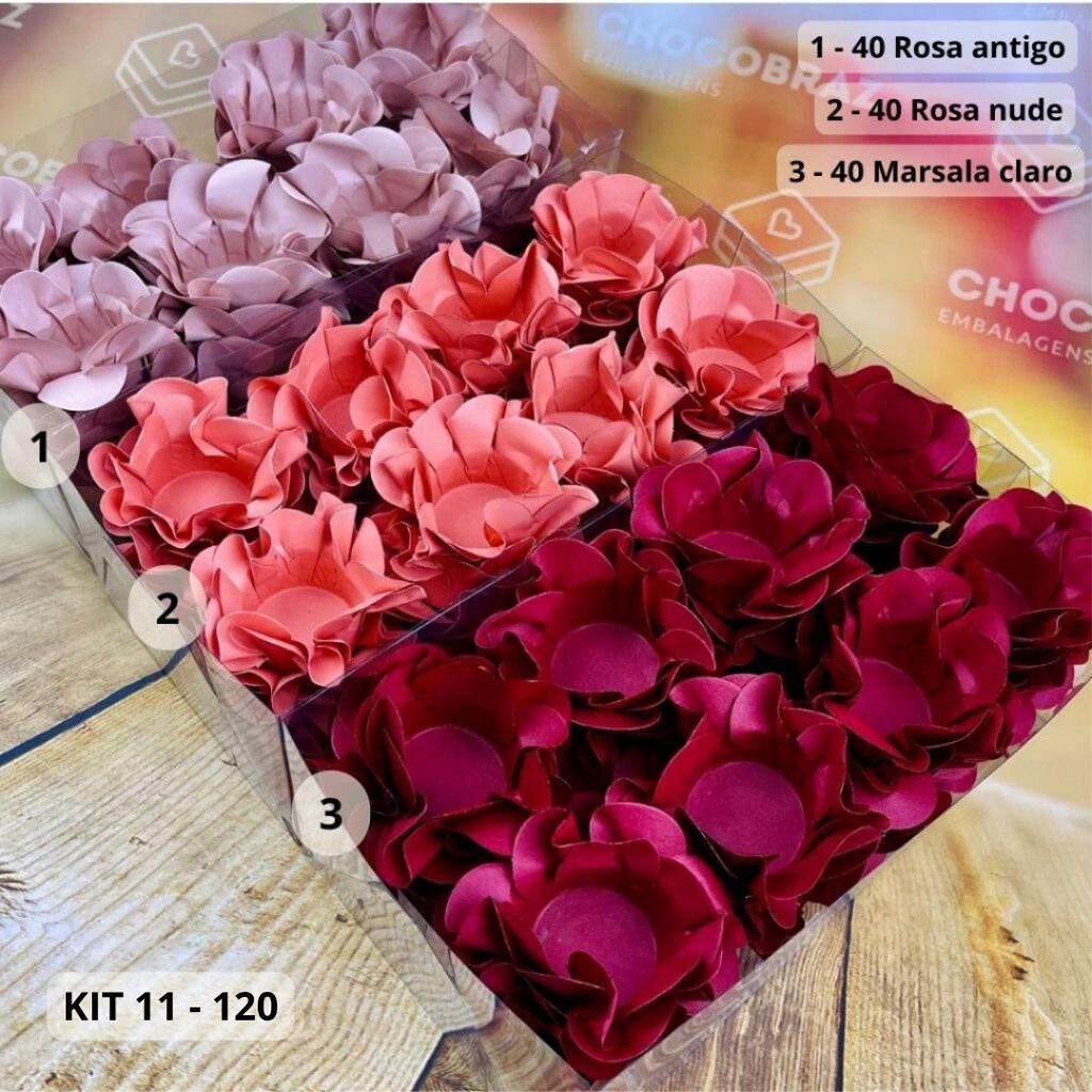 KIT 120 Forminhas Para Doces Finos MARSALA CLARO+NUDE+ R.ANTIGO em Oferta na Shopee