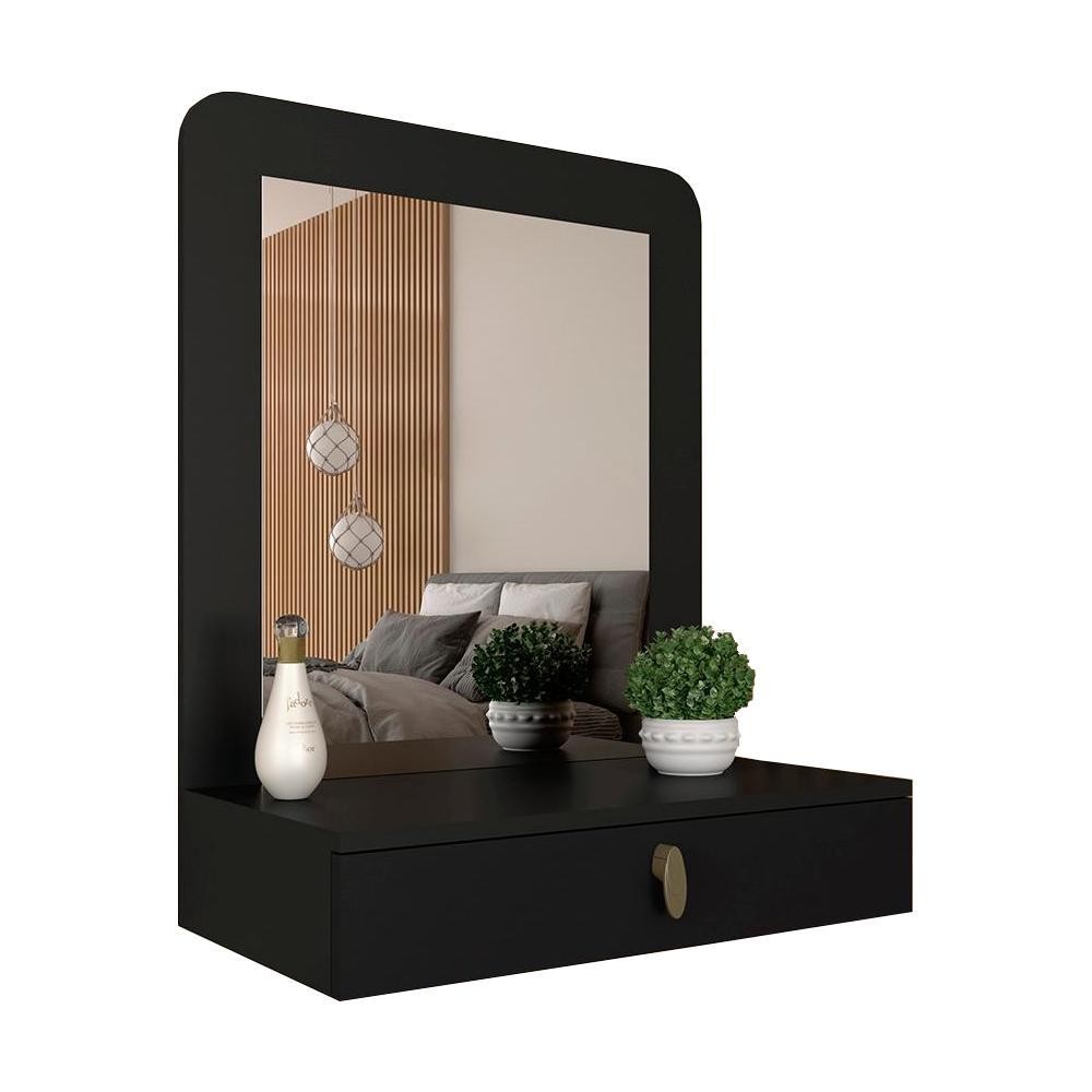 Penteadeira Suspensa Com Espelho Maria Preto Fosco - Móveis Arapongas em Oferta na Shopee