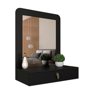 Penteadeira Suspensa Com Espelho Maria Preto Fosco - Móveis Arapongas em Oferta na Shopee