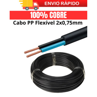 Cabo PP Flexível 2x0,75mm 500V 70° 100% COBRE em Oferta na Shopee