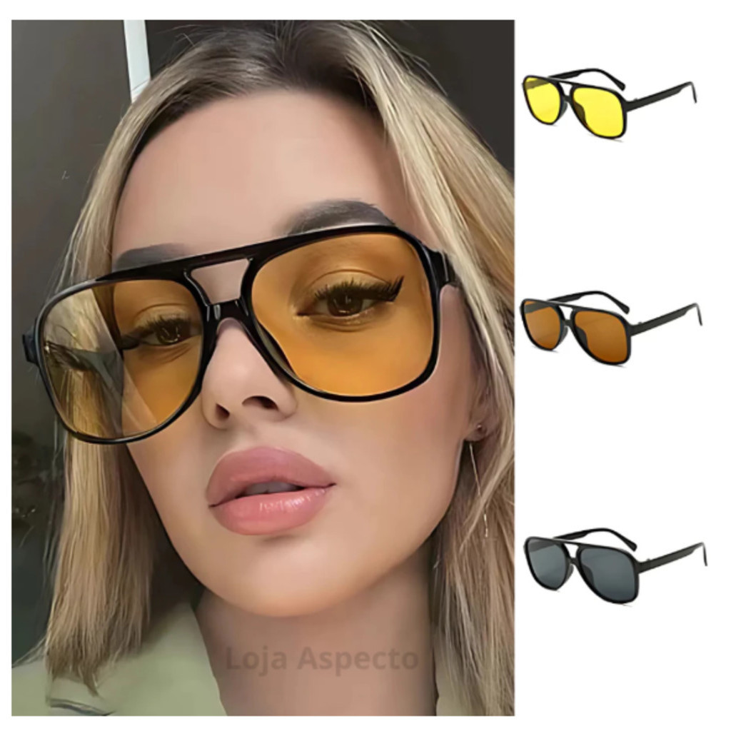 Óculos de Sol Feminino Masculino Quadrado Moda Retrô Vintage Transparente com Proteção UV