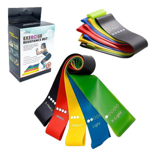 kit 5 Faixas Elástica de Resistência para yoga Pilates Treino Academia- Entrega Rapido