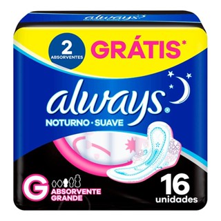 Absorvente Always Noturno Suave Com Abas Tamanho G 16 Unidades em Oferta na Shopee