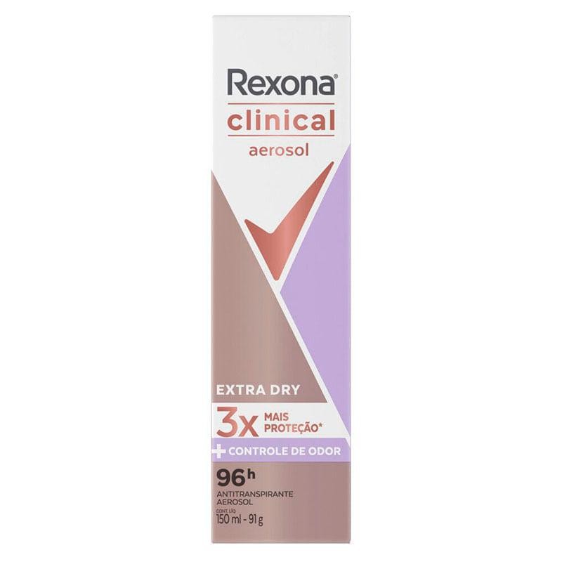 Desodorante Antitranspirante Aerosol Rexona Clinical Extra Dry 150ml em Oferta na Shopee