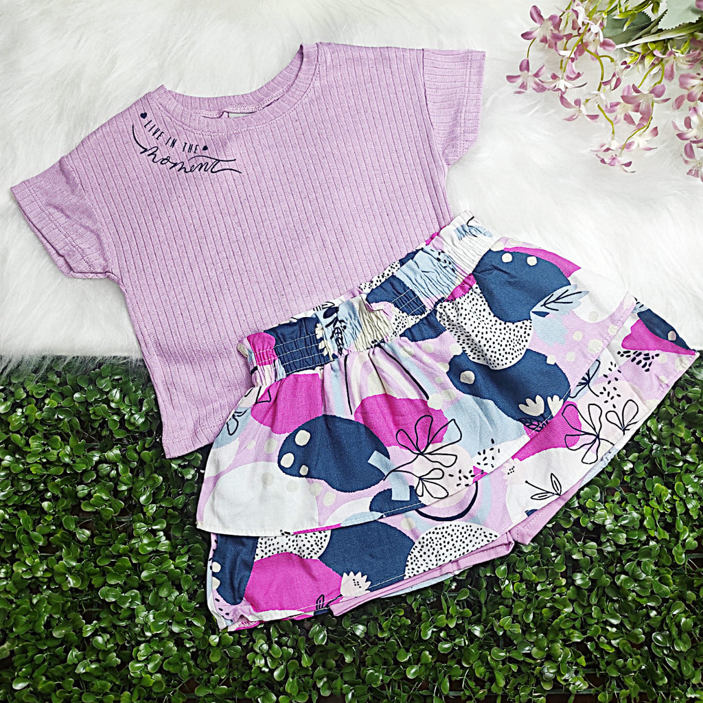 Conjunto Infantil Premium Menina Blusa Ribana e Shorts Saia Estampado - Colorittá - Tamanho 04 e 06