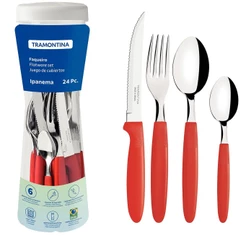 Faqueiro Tramontina Ipanema Inox Vermelho 24 Peças Serve até 6 Pessoas