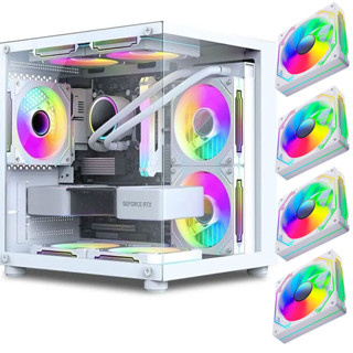 Gabinete Gamer  Branco Aquário em Vidro Com 4 Fans RGB GB1797 em Oferta na Shopee